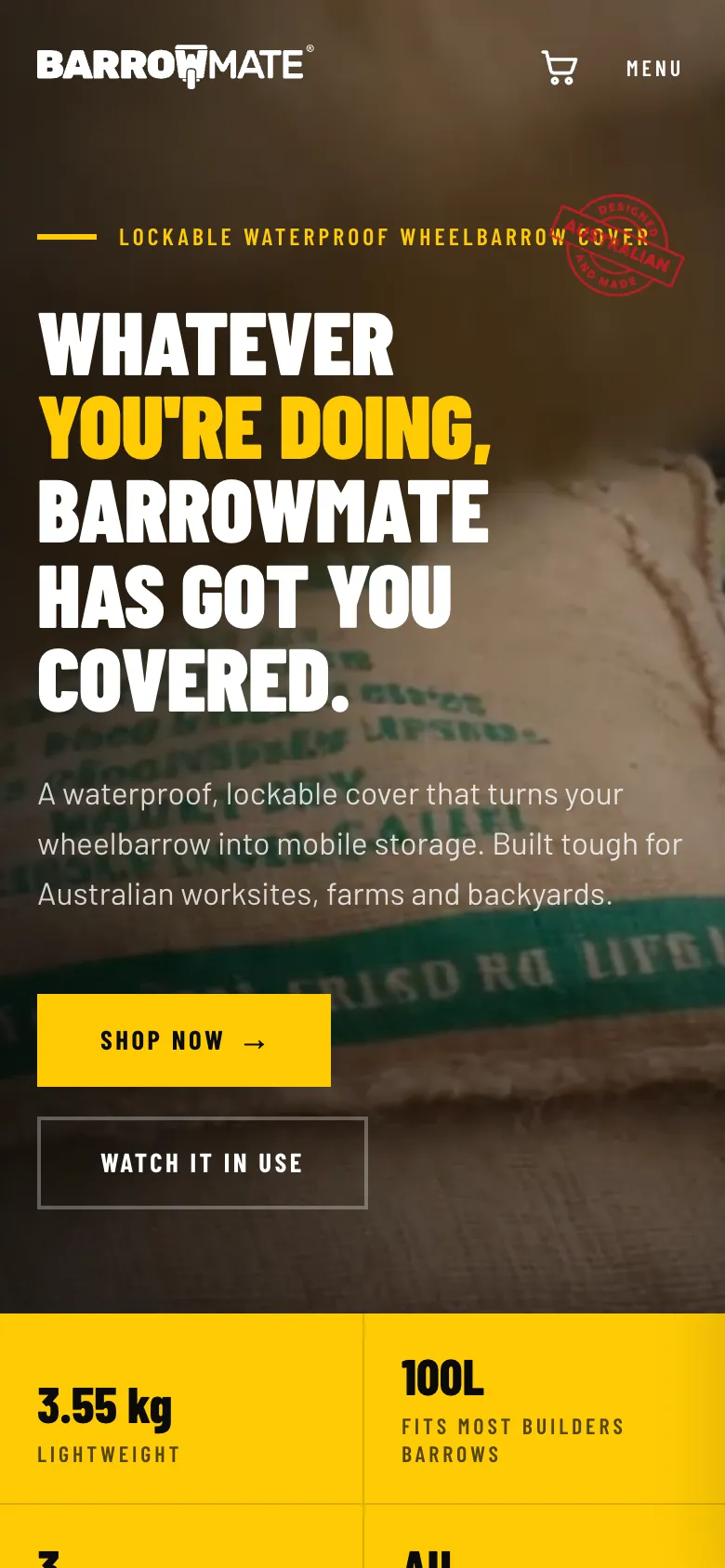 Barrowmate homepage on mobile