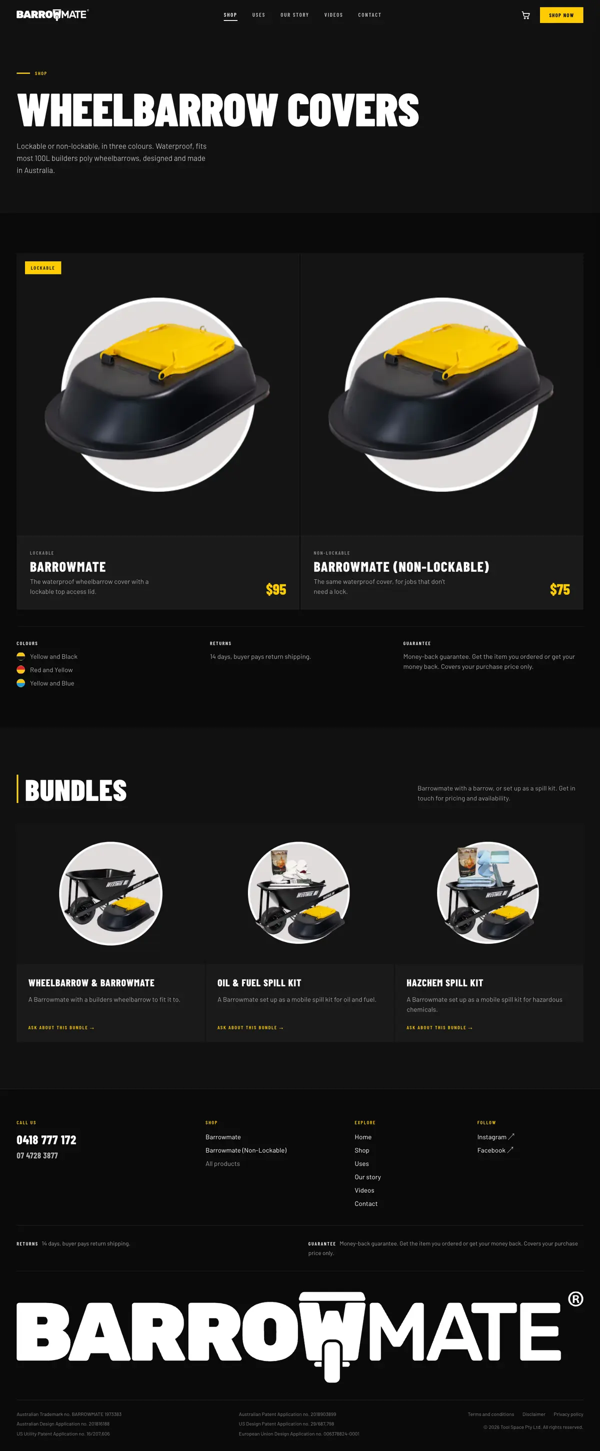 Barrowmate store page, full length