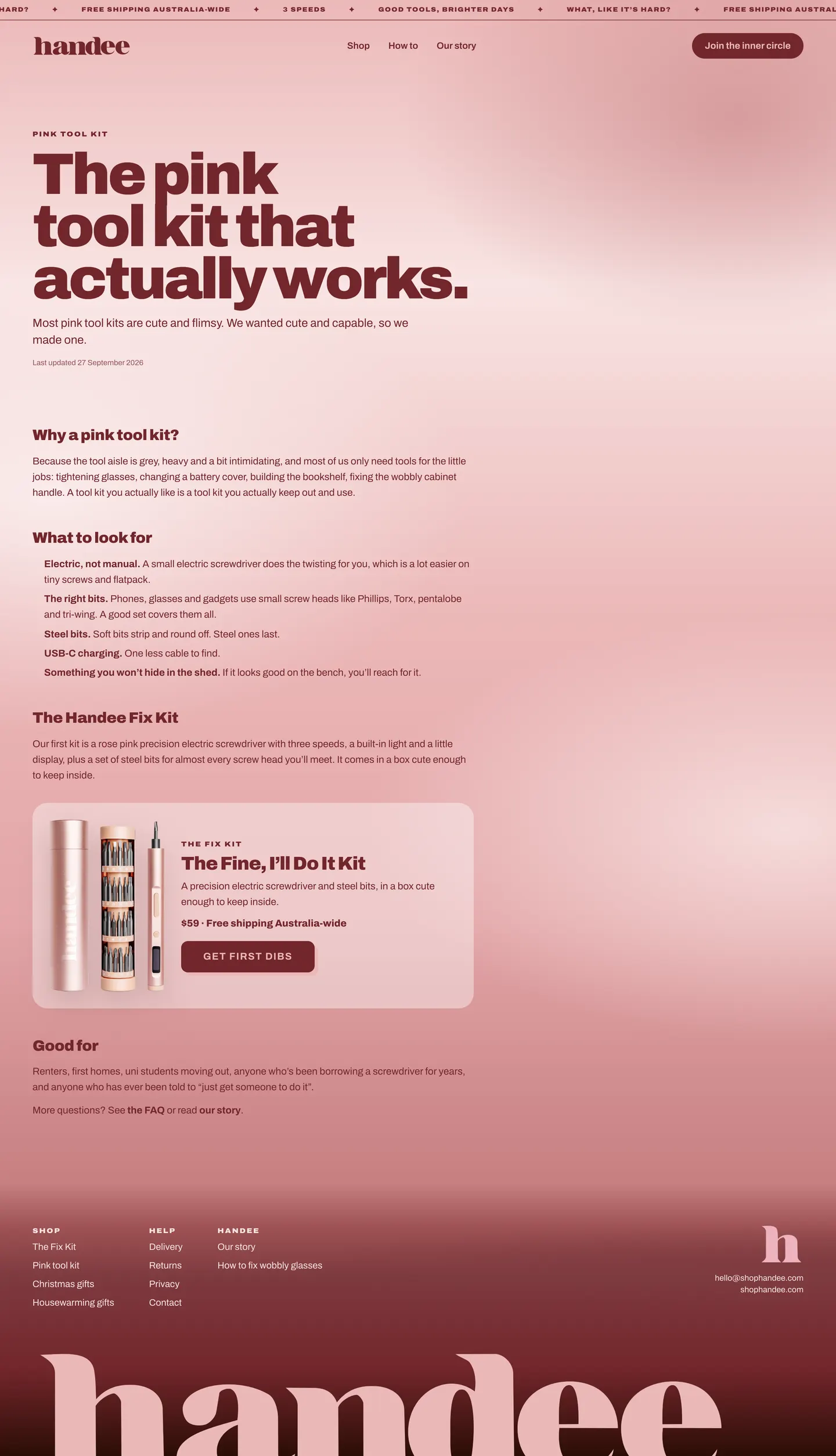 The pink tool kit page, full length