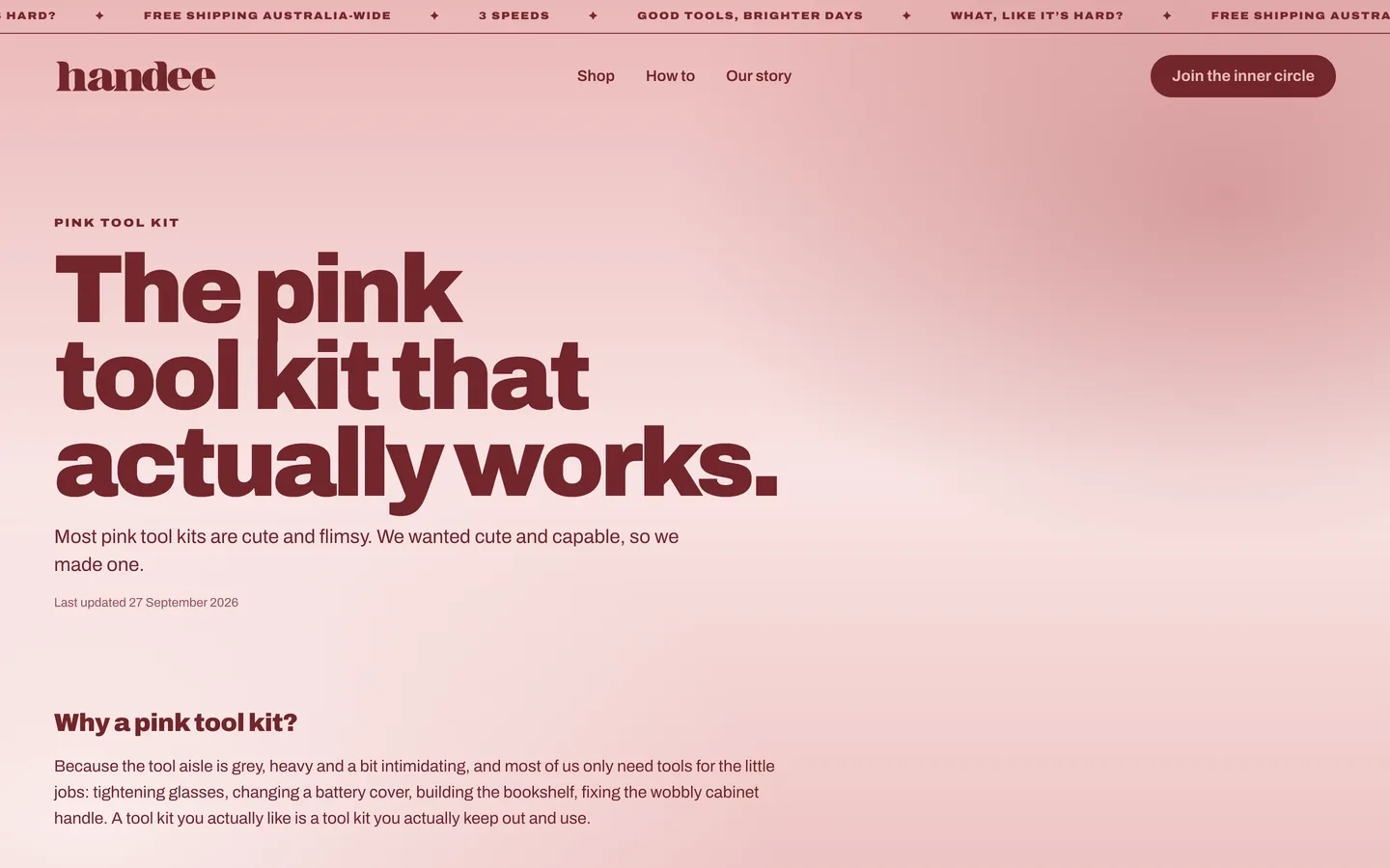 The pink tool kit page