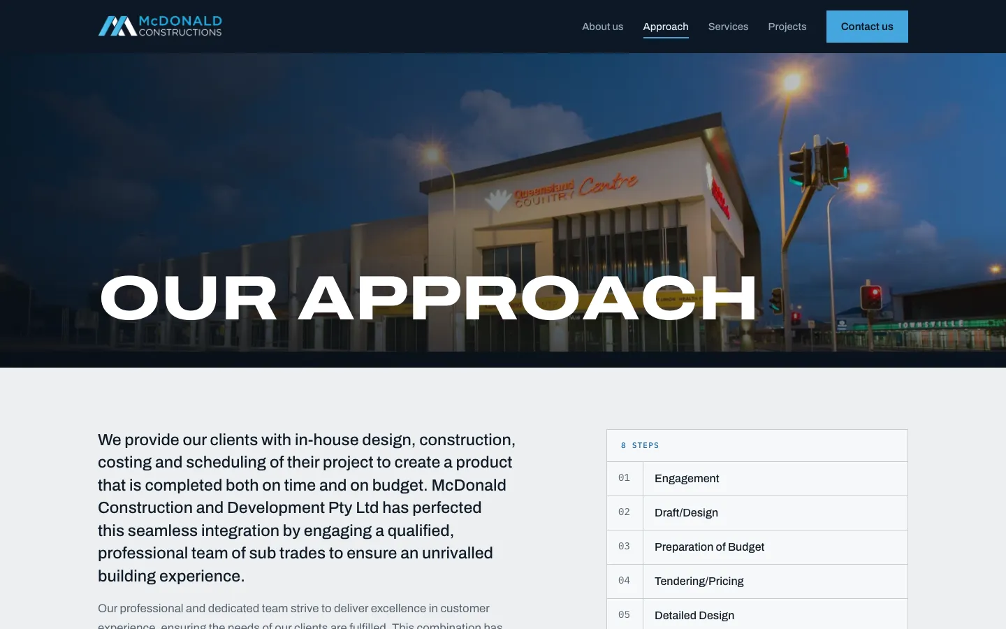 McDonald Constructions approach page
