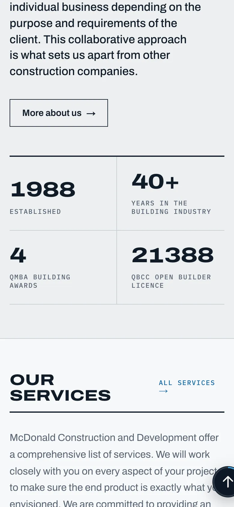 McDonald Constructions company figures on mobile