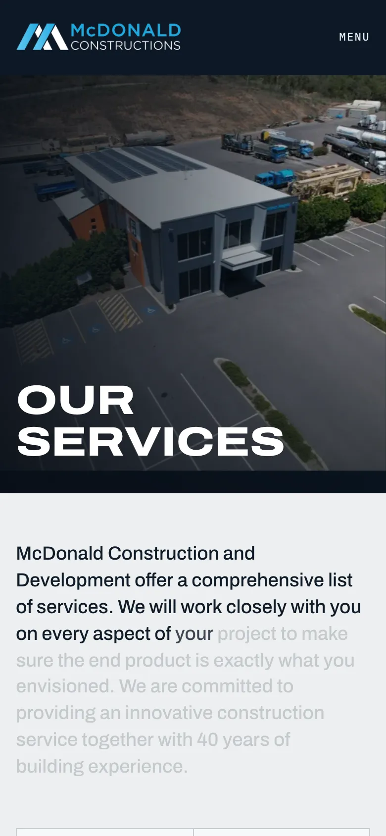 McDonald Constructions services on mobile
