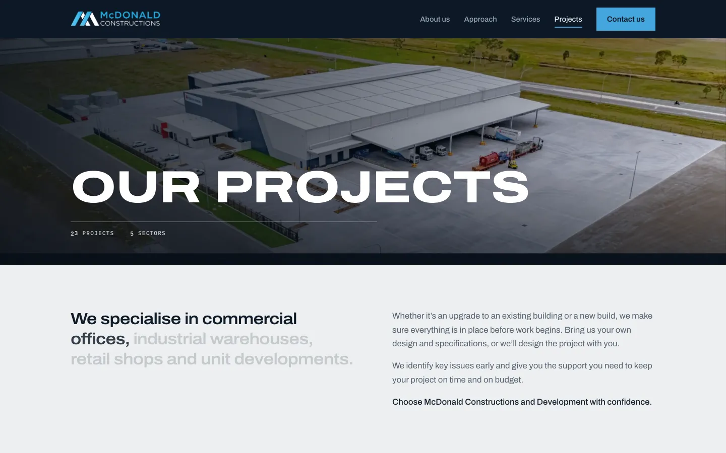 McDonald Constructions projects page