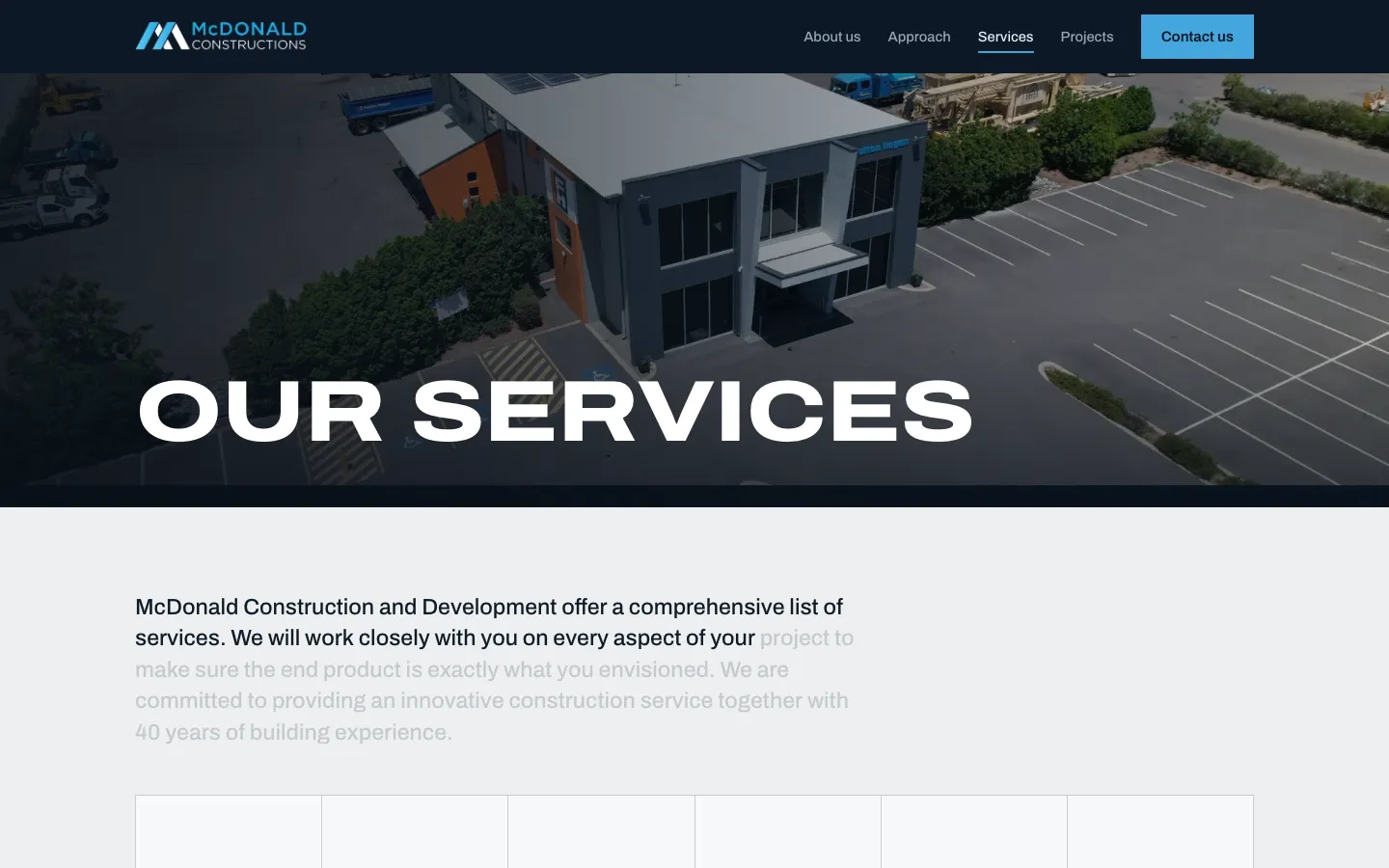McDonald Constructions services page