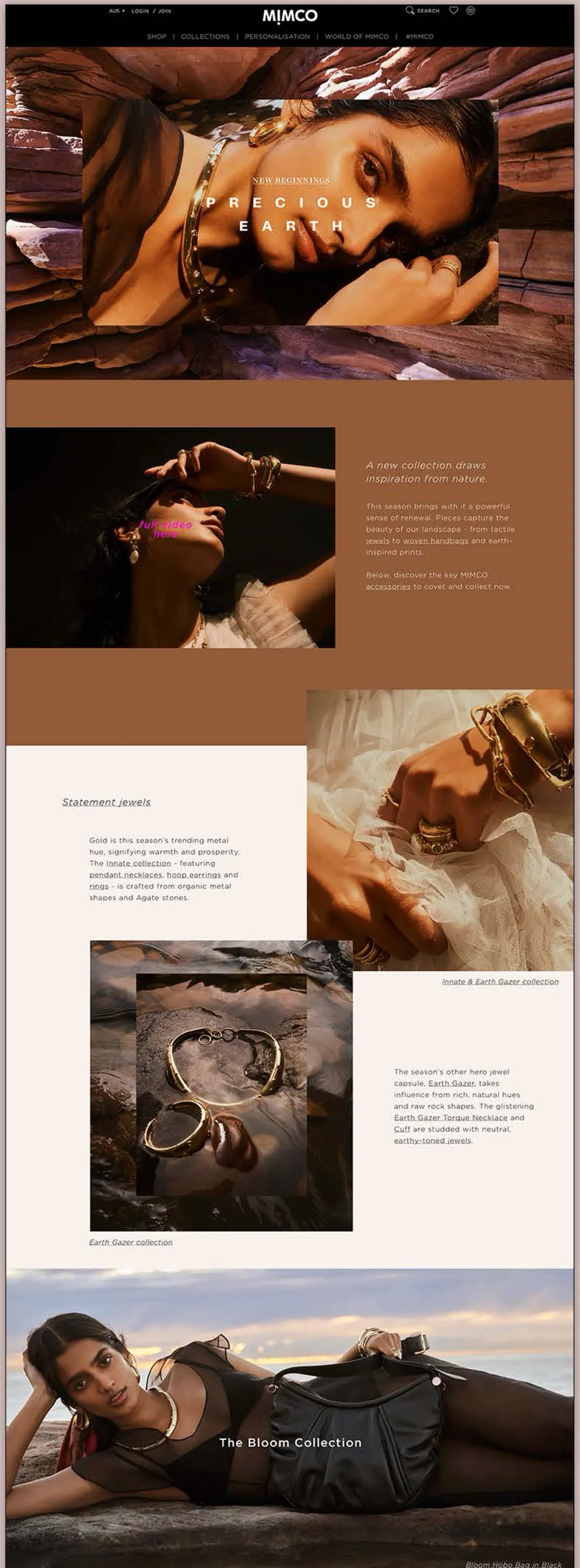 MIMCO landing page editorial