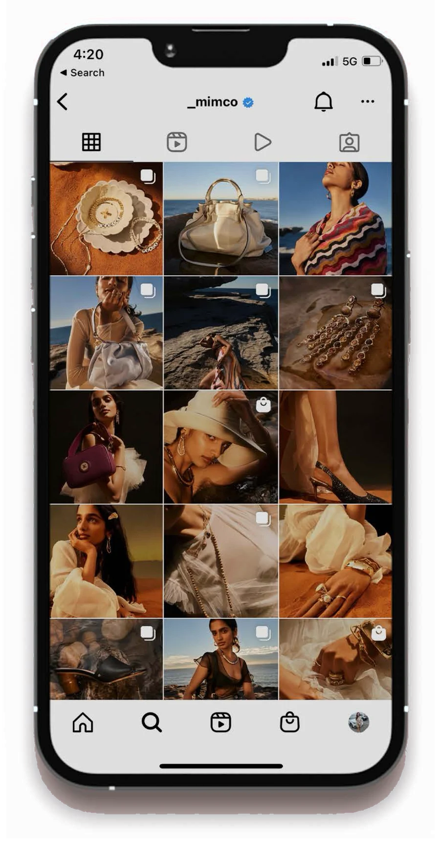 The MIMCO Instagram grid on a phone