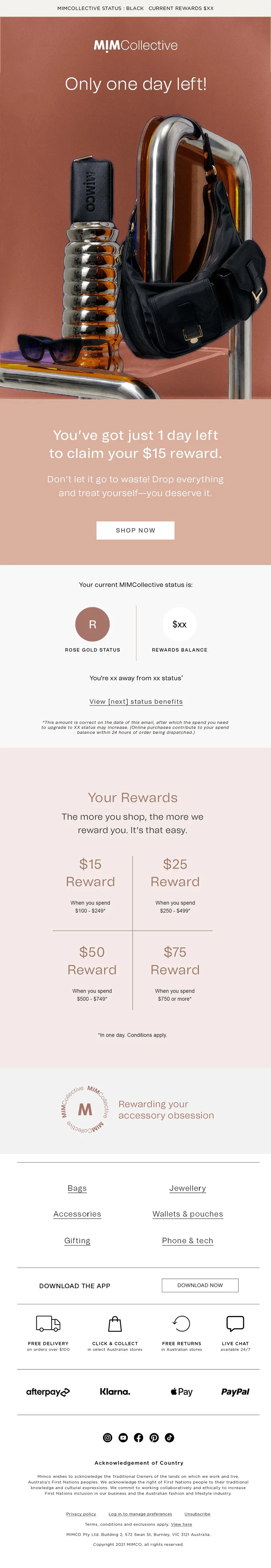 MIMCollective loyalty program email
