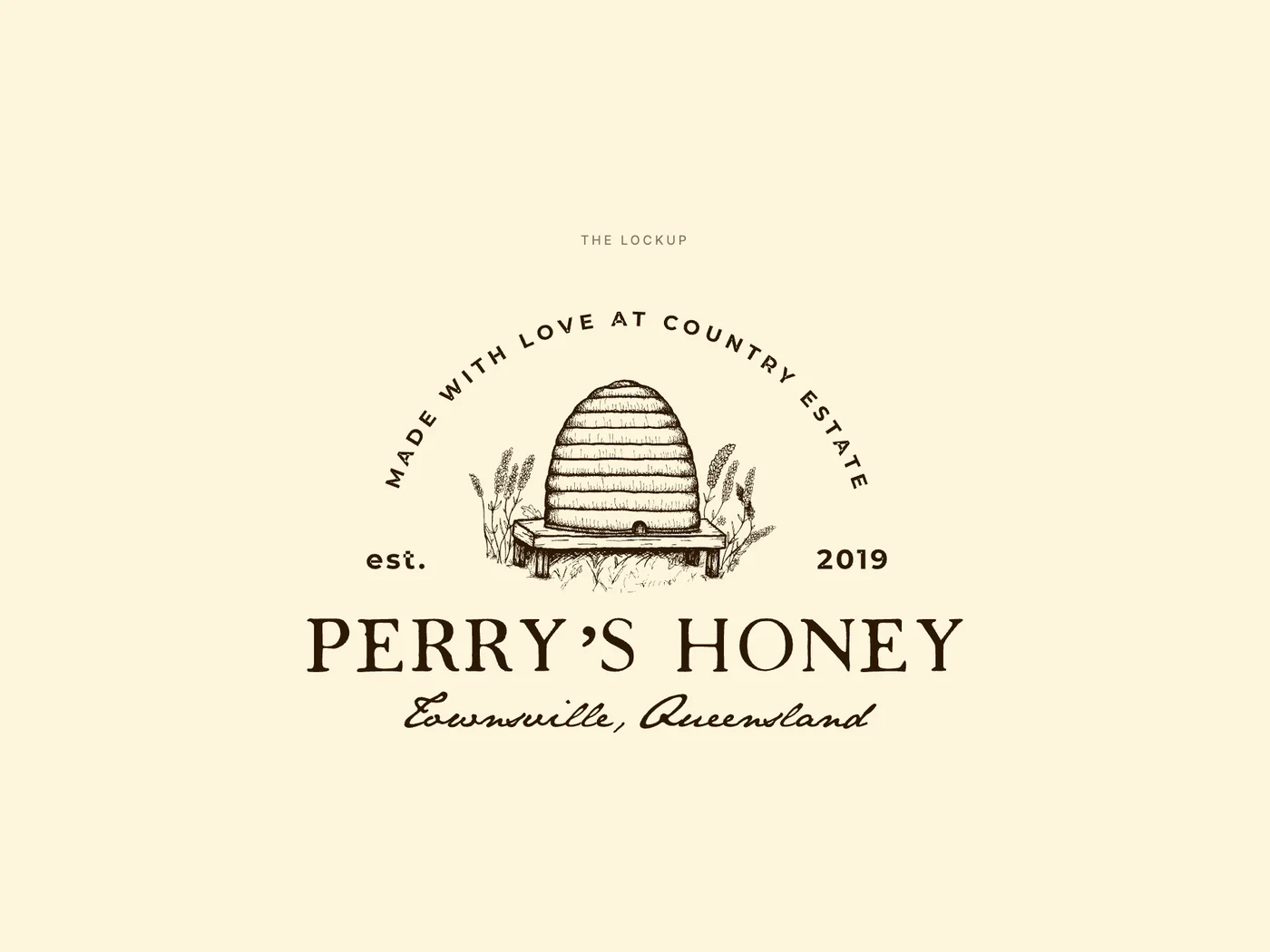 The Perry's Honey lockup: hive, tagline arc and est. date