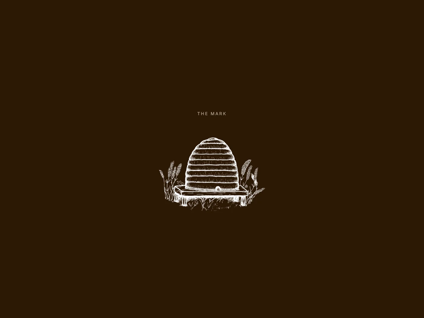 The hive mark in cream on ink