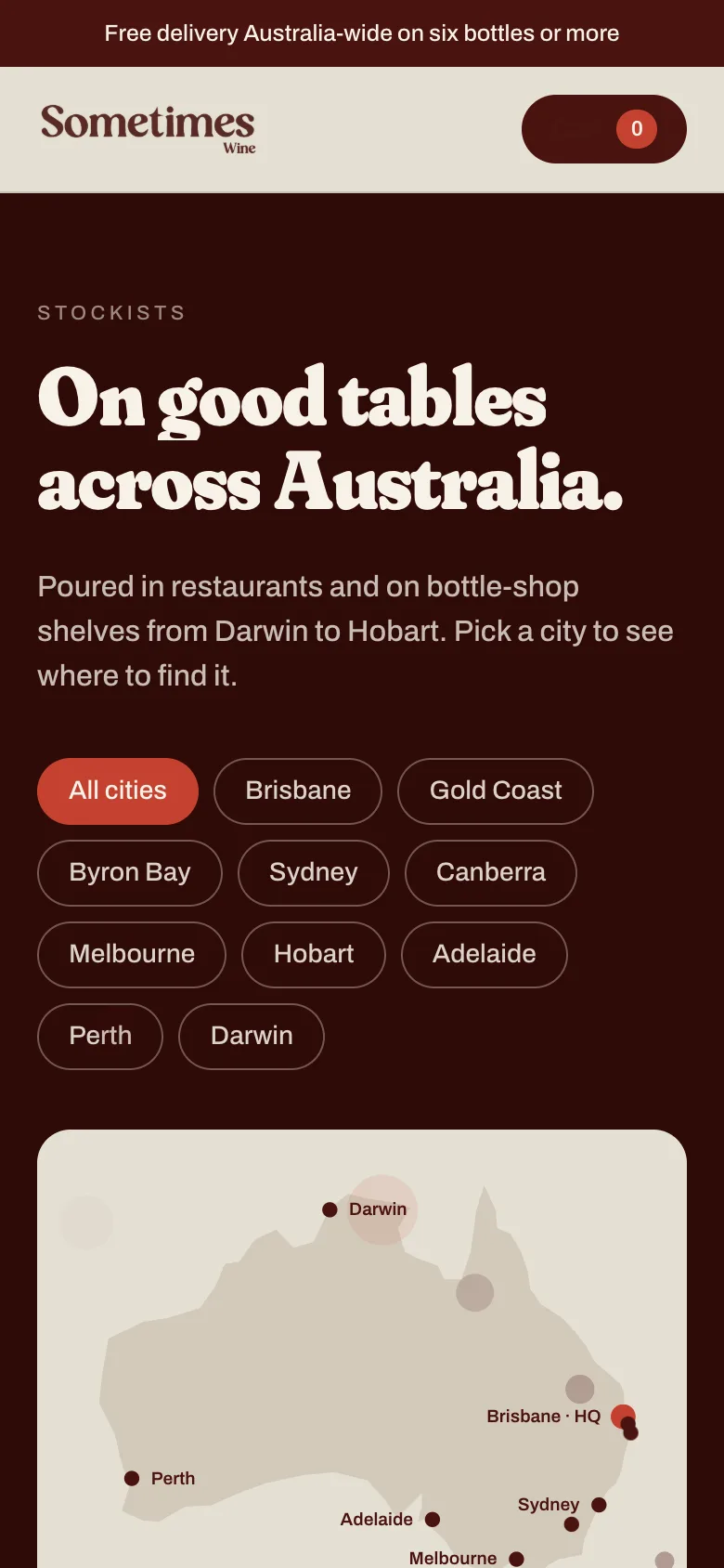 Stockists on mobile
